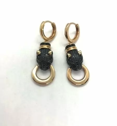 Серьги подвесные из красного золота