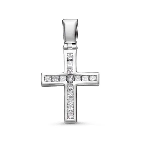 Подвеска декоративный крест из белого золота