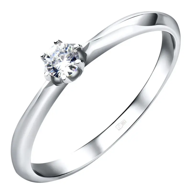 Кольцо помолвочное из белого золота