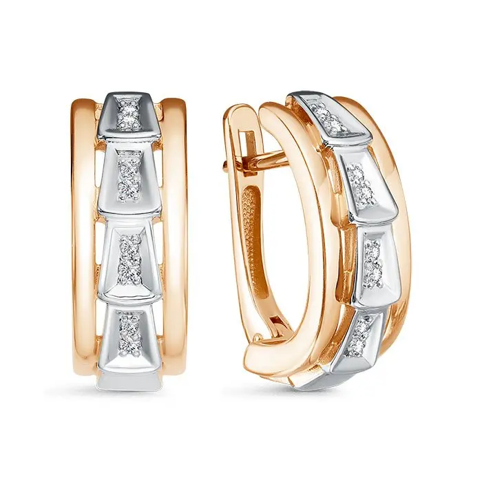 Серьги с английским замком из комбинированного золота