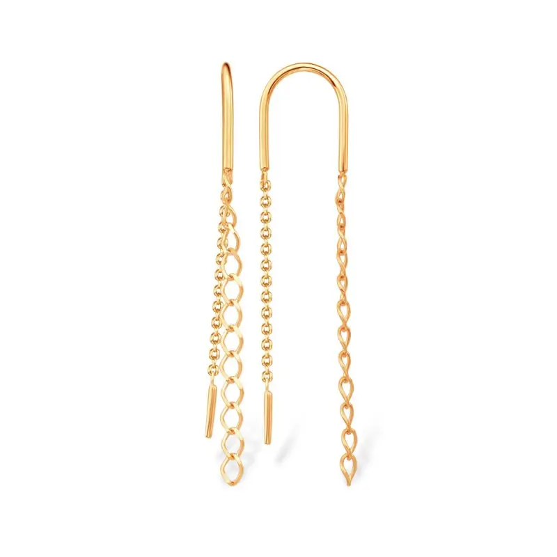 Серьги цепочки из красного золота