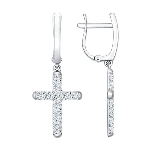 Серьги подвесные из белого золота