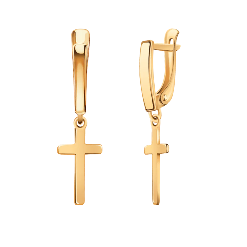 Серьги подвесные из красного золота