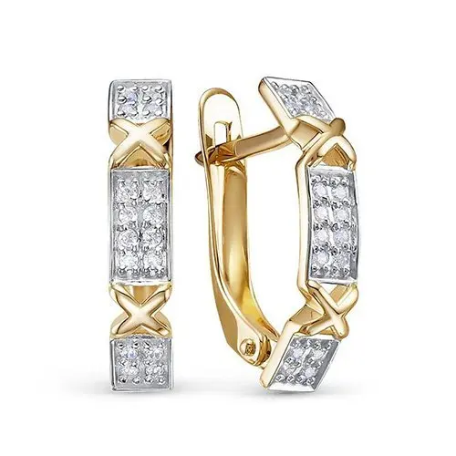 Серьги с английским замком из комбинированного золота