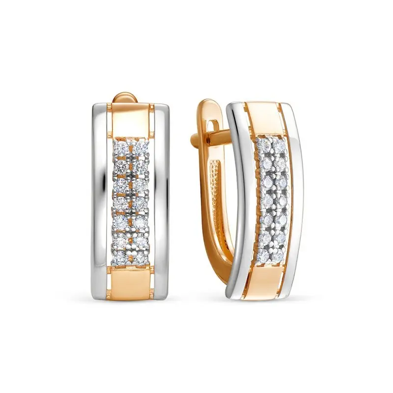 Серьги с английским замком из комбинированного золота