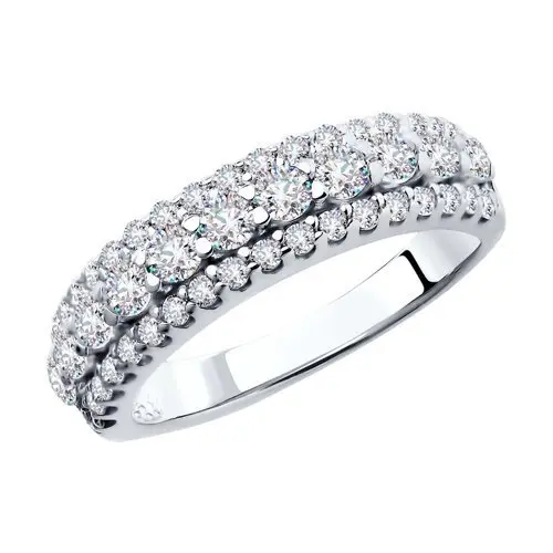 Кольцо декоративное из серебра с фианитами