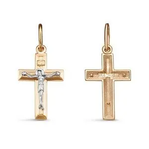 Подвеска крест из комбинированного золота