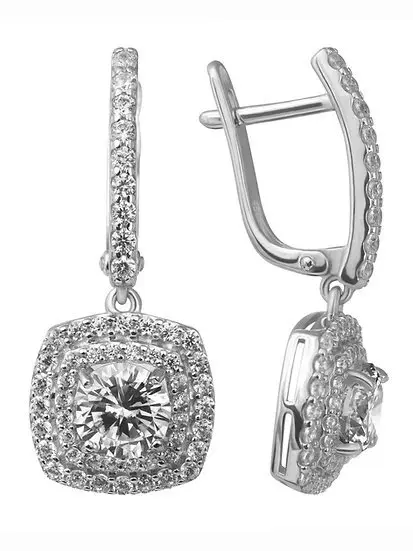 Серьги подвесные из серебра вид 1