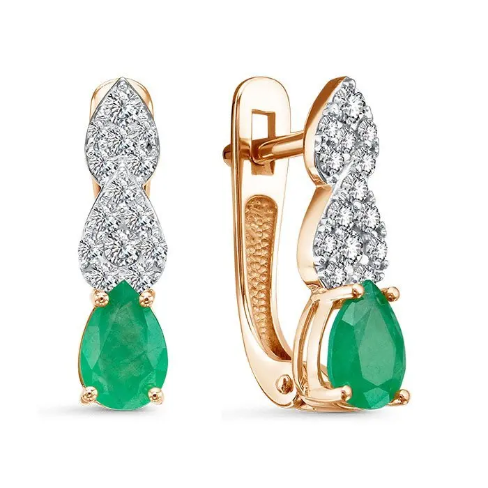 Серьги с английским замком из комбинированного золота