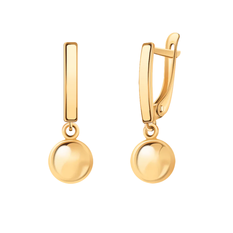 Серьги подвесные из красного золота