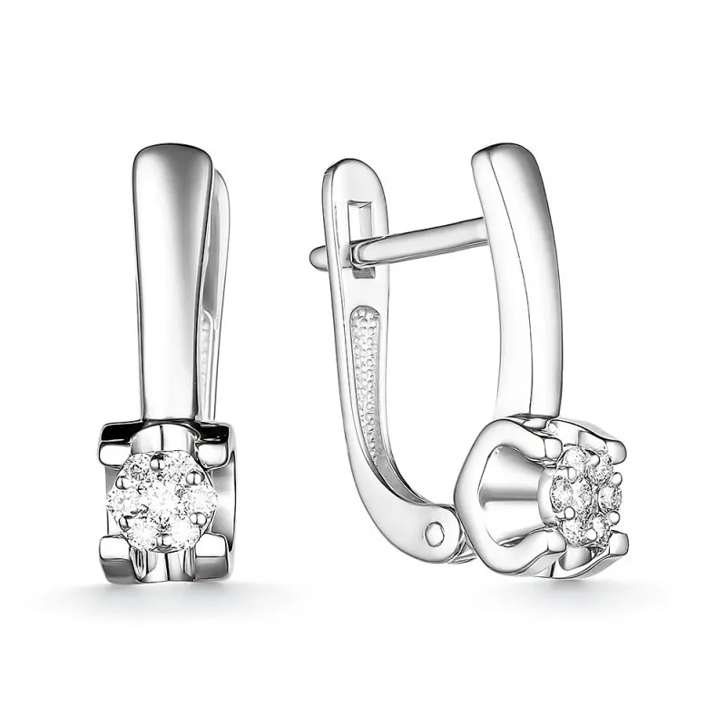 Серьги с английским замком из белого золота