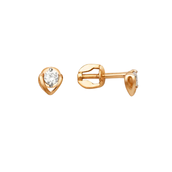 Серьги пуссеты из красного золота вид 1