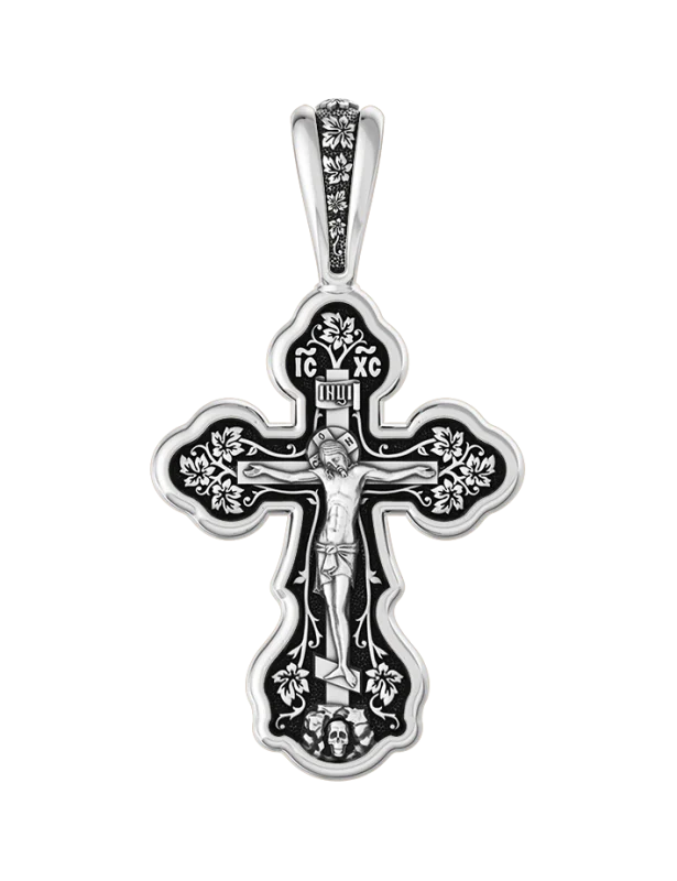 Подвеска крест из черного серебра