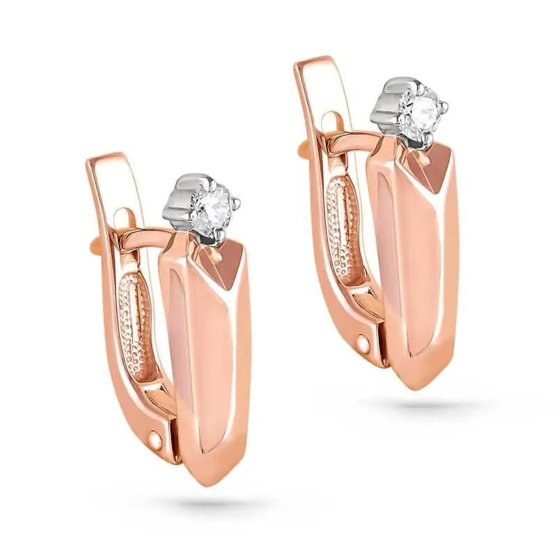 Серьги с английским замком из красного золота