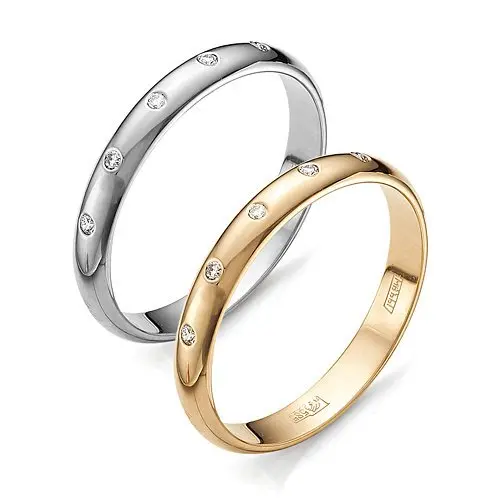 Кольцо обручальное из красного золота с бриллиантами