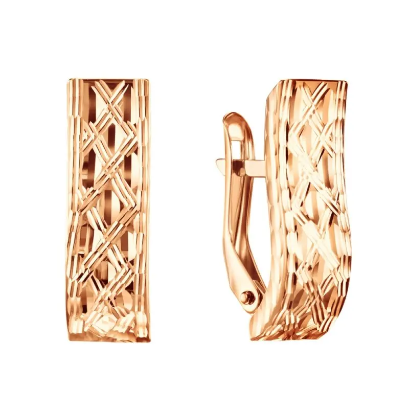 Серьги с английским замком из красного золота