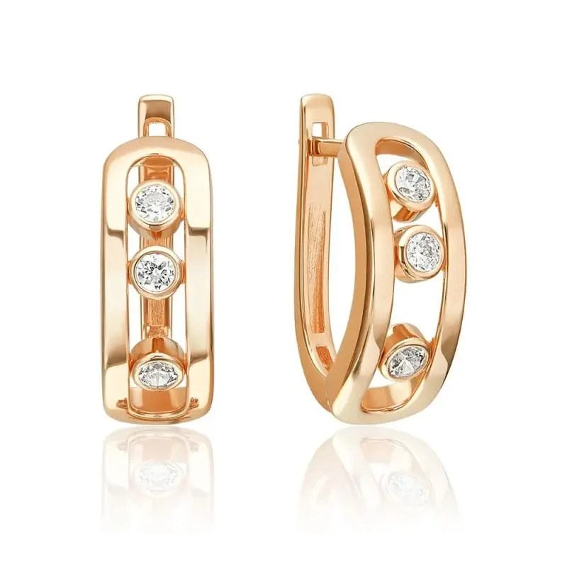 Серьги с английским замком из красного золота