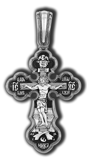 Подвеска крест из черного серебра