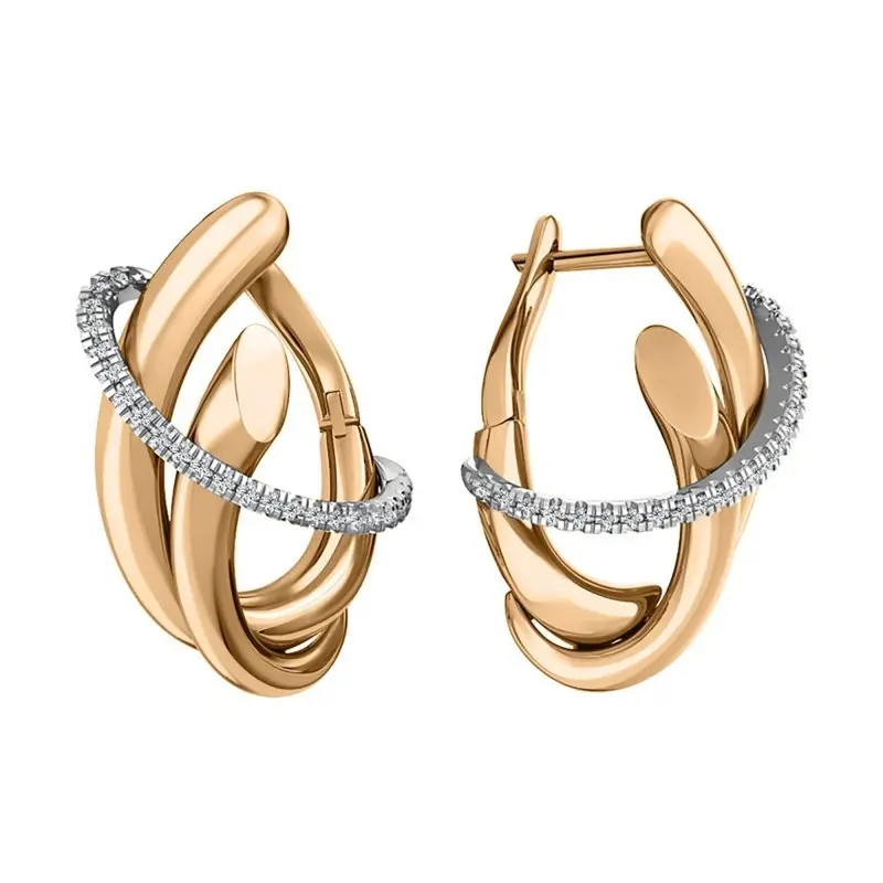 Серьги с английским замком из красного золота