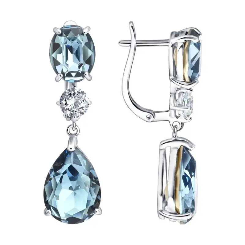 Серьги подвесные из серебра