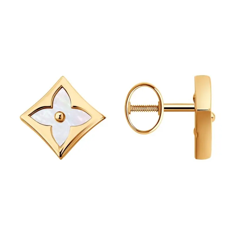 Серьги пуссеты из красного золота