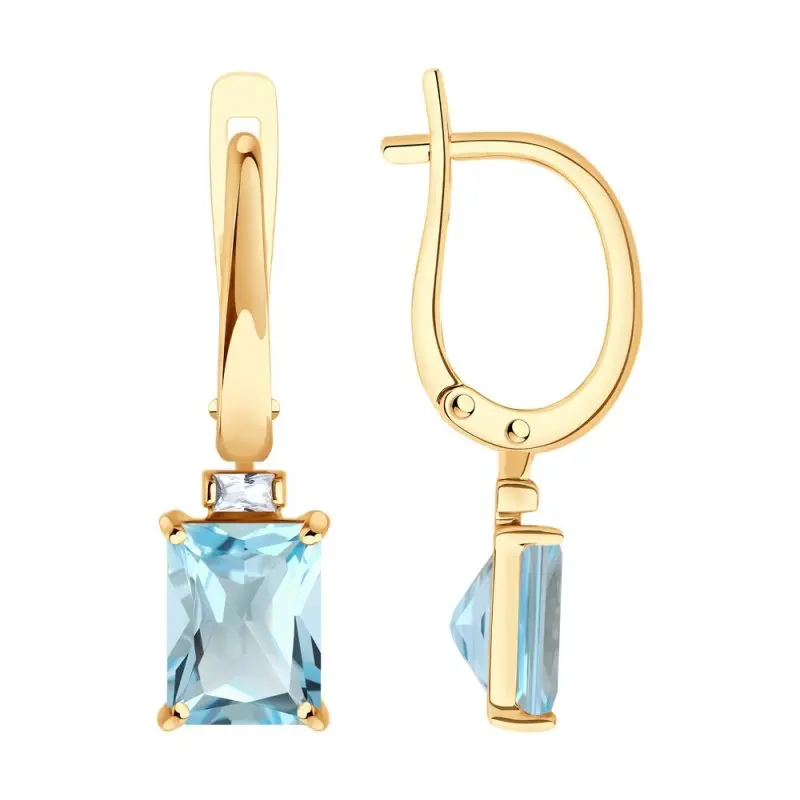 Серьги подвесные из красного золота