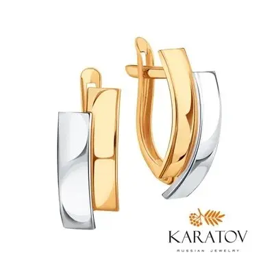Серьги с английским замком из комбинированного золота