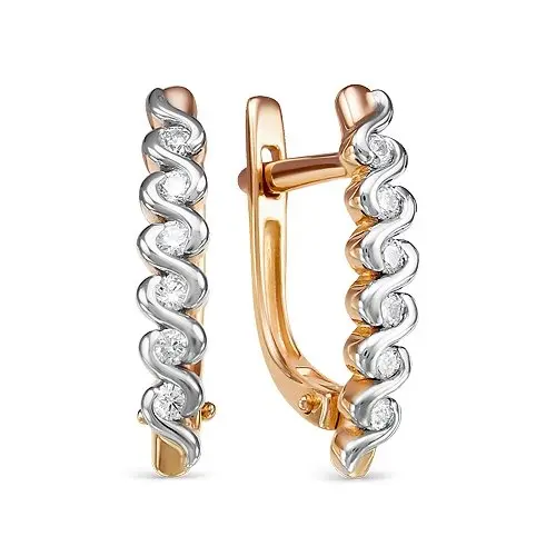 Серьги с английским замком из комбинированного золота