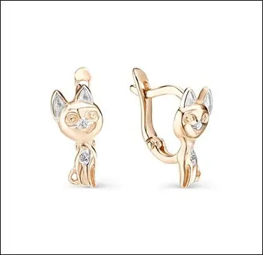 Серьги детские из красного золота