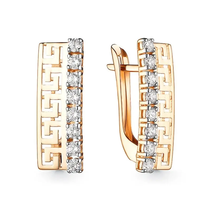 Серьги с английским замком из красного золота