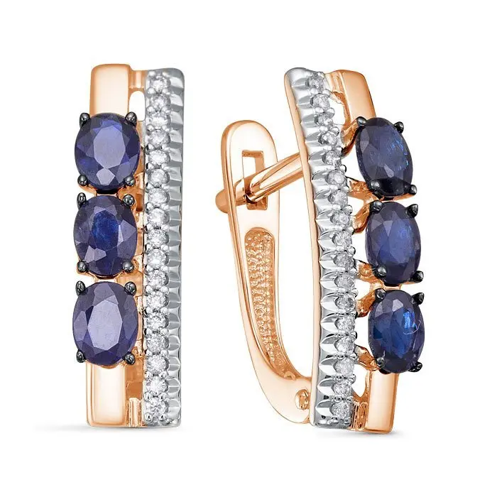 Серьги с английским замком из комбинированного золота