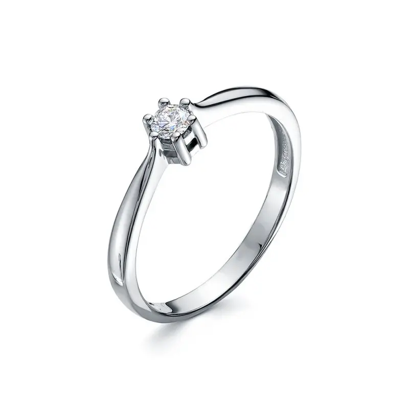 Кольцо помолвочное из белого золота