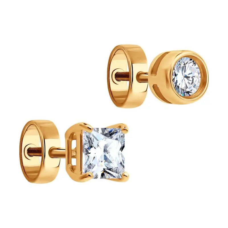 Серьги пуссеты из красного золота