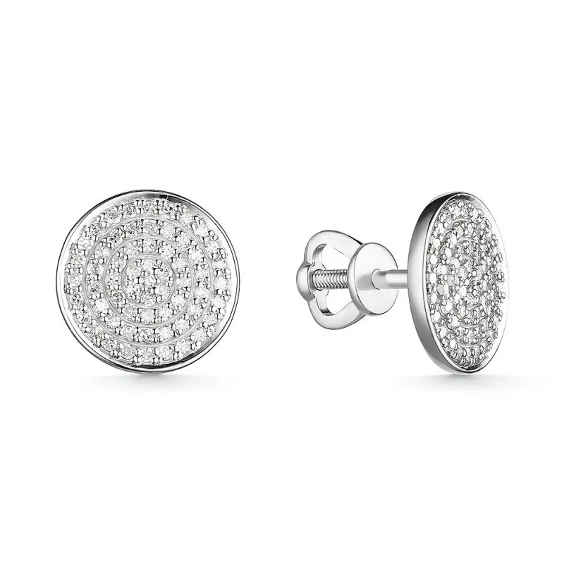 Серьги пуссеты из белого золота