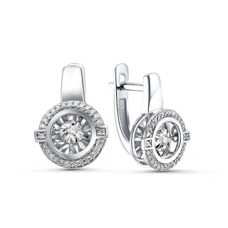 Серьги с английским замком из белого золота