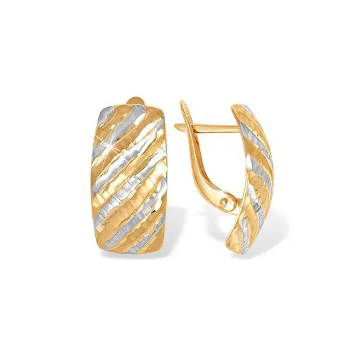 Серьги с английским замком из комбинированного золота