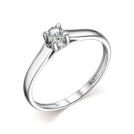 Кольцо помолвочное из белого золота