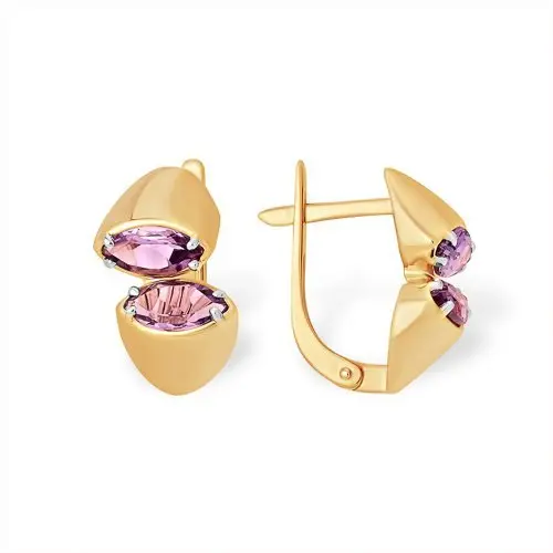 Серьги с английским замком из красного золота