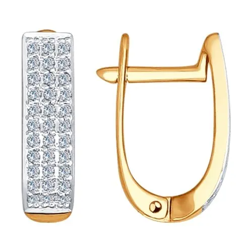 Серьги с английским замком из комбинированного золота