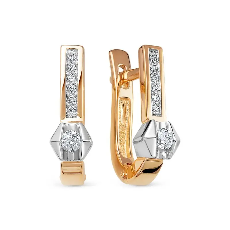 Серьги с английским замком из комбинированного золота