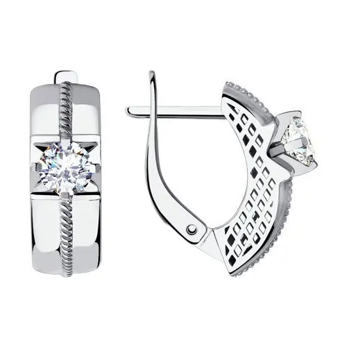 Серьги с английским замком из белого золота