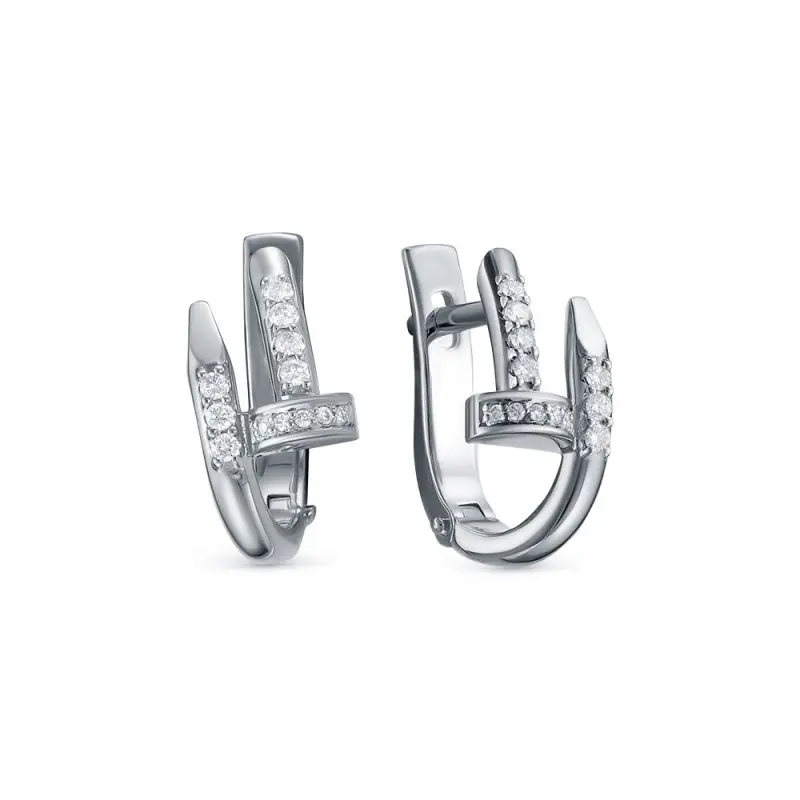 Серьги с английским замком из белого золота