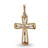 Подвеска крест из комбинированного золота