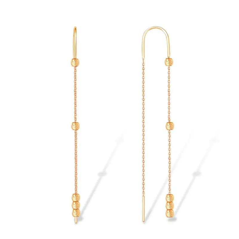 Серьги цепочки из красного золота