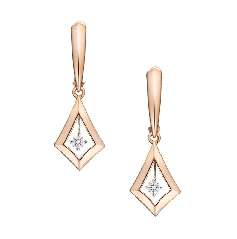 Серьги подвесные из красного золота