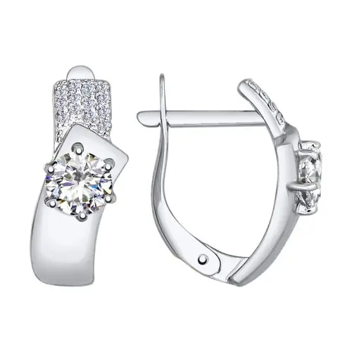 Серьги с английским замком из белого золота