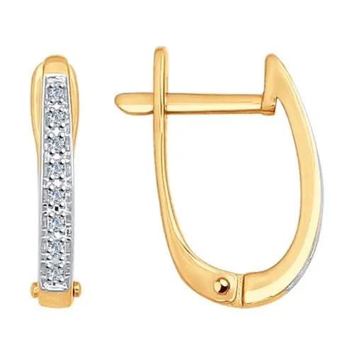 Серьги с английским замком из комбинированного золота