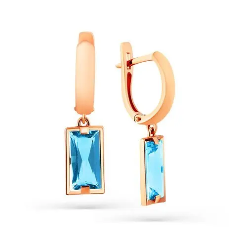 Серьги подвесные из красного золота