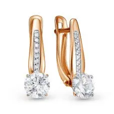 Серьги с английским замком из красного золота