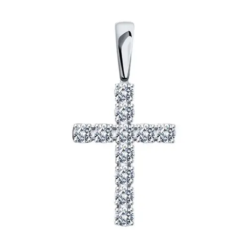 Подвеска декоративный крест из белого золота